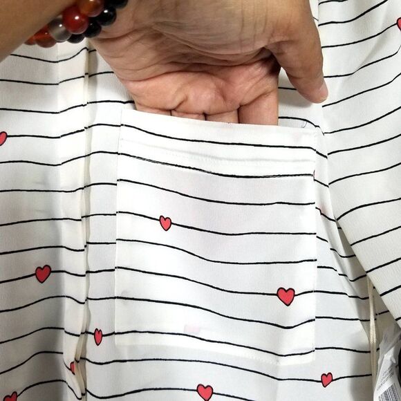 Court & Rowe Striped Heart Print Button Up Blouse - Picture 8 of 12